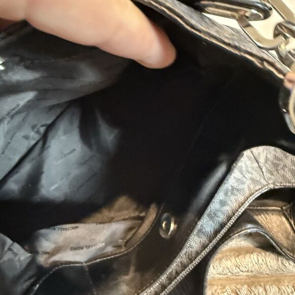 Michael Kors Fulton Signature Logo Shoulder Bag, LG Dark Gray With Storage Bag - Picture 14 of 16